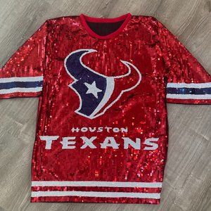 Sequin Houston Texans Jersey Dress - Red, NFL Sequin Jersey Dress, Texan attire